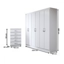 Ver imagem 4 de Guarda-roupa Casal Amelia 6 Portas 2 Gavetas com Cômoda 5 Gavetas Branco - Panorama Móveis