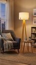Ver imagem 7 de Luminária Coluna para Sala Tripé Áustria com Cupula Algodão Design Minimalista Decoração