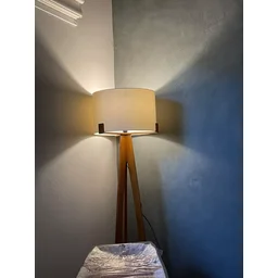 Luminária Coluna para Sala Tripé Áustria com Cupula Algodão Design Minimalista Decoração - 2