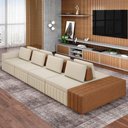 Ver imagem 2 de Sofá Ilha e Puff Sala Living 505cm Siesta M22 Linho Areia/marrom - Mpozenato
