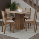 Ver imagem 1 de Conjunto Sala de Jantar Mesa Tampo de Madeira 4 Cadeiras Rustic/crema/sintético Bege Briana Madesa