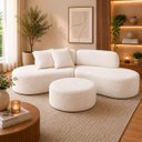 Ver imagem 3 de Sofá e Puff Orgânico Virginia 200cm Sala Bouclé Branco