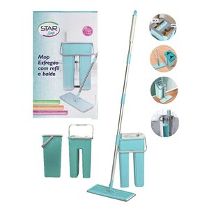 Rodo Flat Mop e Balde Lava Seca Profissional Limpeza Pratica