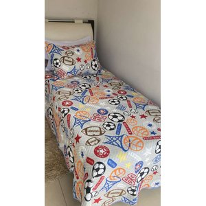 Cobre Leito Dupla Face Infantil Solteiro 2pçs Estampado:cinza