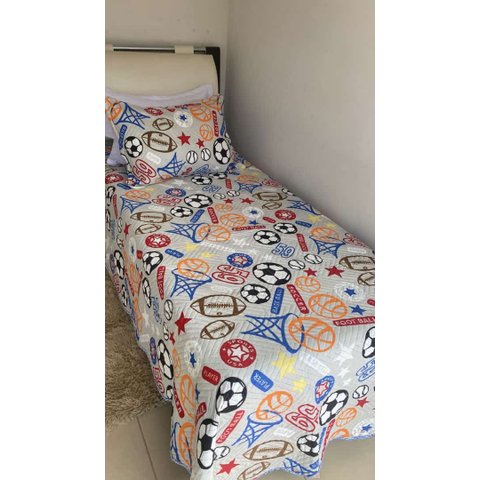Cobre Leito Dupla Face Infantil Solteiro 2pçs Estampado:cinza