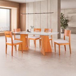 Conjunto de 2 Cadeiras Village - Madeira Maciça, Encosto Laminado - Távoli Decor - 2