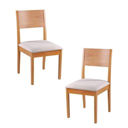 Conjunto de 2 Cadeiras Village - Madeira Maciça, Encosto Laminado - Távoli Decor - 1