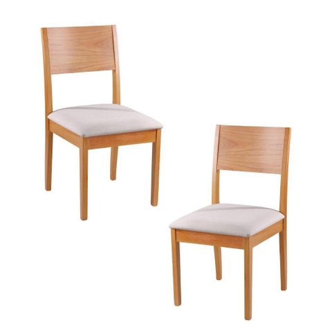 Conjunto de 2 Cadeiras Village - Madeira Maciça, Encosto Laminado - Távoli Decor