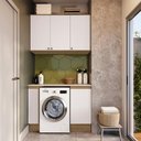 Ver imagem 2 de Lavanderia Modulada Kappesberg Celeste 3 Peças Nogueira/branco 120cm