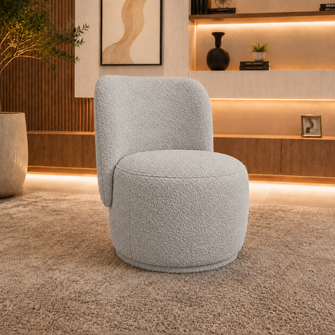 Poltrona Decorativa Bia Orgânica Boucle Recepção Sala Estar Quarto