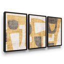 Ver imagem 1 de Trio de Quadros Abstratos Amarelo Cinza