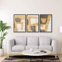 Ver imagem 2 de Trio de Quadros Abstratos Amarelo Cinza