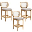 Ver imagem 1 de Kit 3 Banquetas Baixa Bar Cozinha Sala de Jantar Betta L02 Mel Tela Bouclê Creme - Lyam Decor