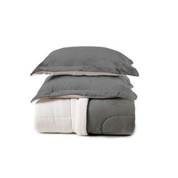 JOGO DE EDREDOM KARSTEN CASAL 220X250 DUPLA FACE SURI - UN - Cinza médio - 1