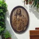 Ver imagem 3 de Quadro Sagrado Coração de Jesus Entalhado em Madeira