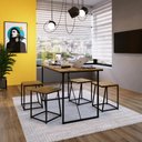 Ver imagem 1 de Mesa de Reunião Industrial com 4 Banquetas Baixas - Preto/Carvalho