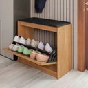 Ver imagem 2 de Banco Sapateira Plenitude Madeira Corino Preto