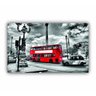 Quadro Ônibus Vermelho Londres Preto e Branco - Tela Única - 150 x 100 cm - Preta - 1