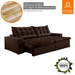 Sofá Retrátil e Reclinável 2,50cm com Pillow e Molas Ensacadas Montebello - Movenzo Estofados - 5
