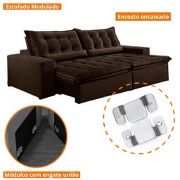 Sofá Retrátil e Reclinável 2,50cm com Pillow e Molas Ensacadas Montebello - Movenzo Estofados - 6