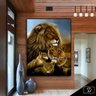Quadro Família Leão 3 Filhos Por do Sol - Tela Única - 200 x 120 cm - Preta - 2