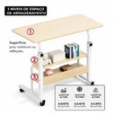 Ver imagem 3 de Mesa para Notebook 2 Prateleiras Ajustavel com Rodinhas Multiuso Home Office Cama Sofa Marfim Escriv