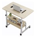 Ver imagem 5 de Mesa para Notebook 2 Prateleiras Ajustavel com Rodinhas Multiuso Home Office Cama Sofa Marfim Escriv