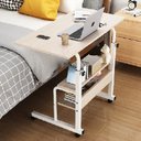 Ver imagem 4 de Mesa para Notebook 2 Prateleiras Ajustavel com Rodinhas Multiuso Home Office Cama Sofa Marfim Escriv