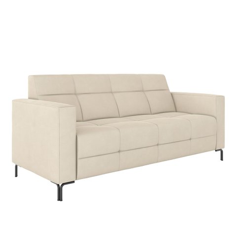 Sofá Living Decorativo Houston 2 Lugares 200cm Pés em Metal Veludo Bege G33 - Gran Belo