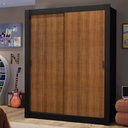 Ver imagem 1 de Guarda-Roupa Solteiro Madesa Dallas 2 Portas de Correr 2 Gavetas Preto/Rustic Cor:Preto/Rustic