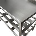 Ver imagem 4 de Mesa Aço Inox Profissional 110x70x90 Cm com 2 Prateleiras Fenestradas com Espelho Nortinox