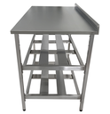 Ver imagem 3 de Mesa Aço Inox Profissional 110x70x90 Cm com 2 Prateleiras Fenestradas com Espelho Nortinox