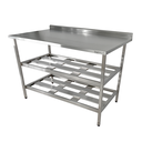 Ver imagem 1 de Mesa Aço Inox Profissional 110x70x90 Cm com 2 Prateleiras Fenestradas com Espelho Nortinox