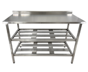 Ver imagem 2 de Mesa Aço Inox Profissional 110x70x90 Cm com 2 Prateleiras Fenestradas com Espelho Nortinox