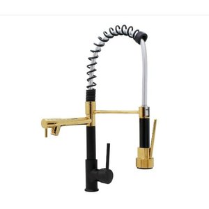 Torneira Gourmet Vip Monocomando Misturador Spray Preto com Dourado/gold