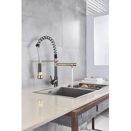Torneira Gourmet Vip Monocomando Misturador Spray Preto com Dourado/gold - 5