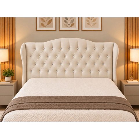 Cabeceira Orquídea Estofada Casal Queen Size 158 Suede Off White