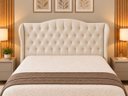 Ver imagem 1 de Cabeceira Orquídea Estofada Casal Queen Size 158 Suede Off White