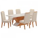 Ver imagem 2 de Mesa de Jantar 6 Lugares Porto Seguro com Vidro Mel/Nude/Off White - Panorama Móveis
