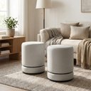 Ver imagem 1 de Conjunto de Puff Minimalista Redondo Elegante para Sala de Estar com Dois Detalhe Dourado - Várias C