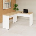 Ver imagem 1 de Mesa Escrivaninha 135cm Tampo 30mm Pés Painel F5 Office Cor:Macadâmia com Branco