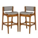 Ver imagem 1 de Kit 2 Banquetas Alta Ella em Madeira Estofada Facto Cinza Claro L96 Rmi