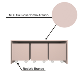 Mesa Organizadora de Brinquedos com 3 Baús 100% Mdf Plancasa Sal Rosa - 6