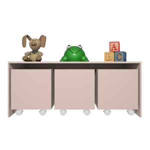 Mesa Organizadora de Brinquedos com 3 Baús 100% Mdf Plancasa Sal Rosa