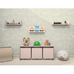 Mesa Organizadora de Brinquedos com 3 Baús 100% Mdf Plancasa Sal Rosa - 2