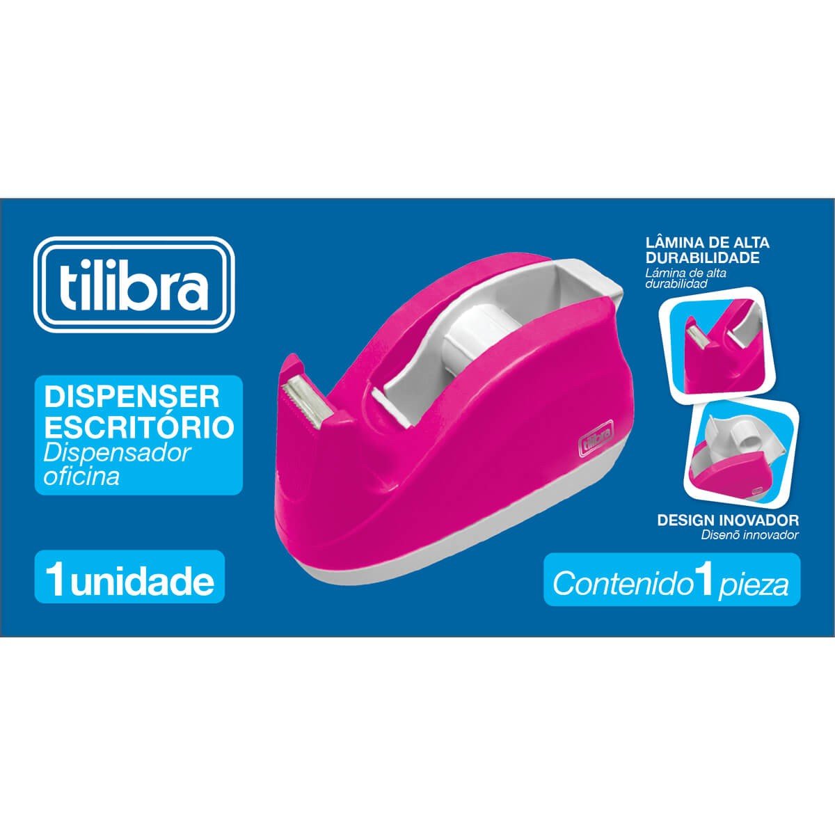 Suporte Para Fita Adesiva Escritório Rosa Neon Tilibra - 2