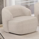 Ver imagem 2 de Poltrona Decorativa Orgânica Giratória para Sala Living Barolo L06 Linho Bege - Lyam Decor