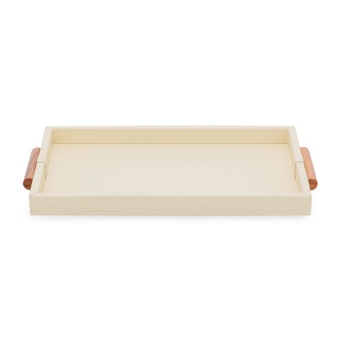 Bandeja Decorativa em Mdf com Revestimento em Pu Bege Claro 44cm 19341 Mart