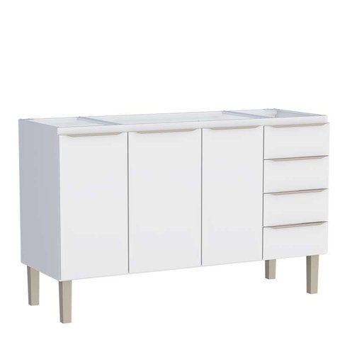Gabinete de Aço para Pia 150cm 3 Portas 4 Gavetas Flora Cozimax Branco