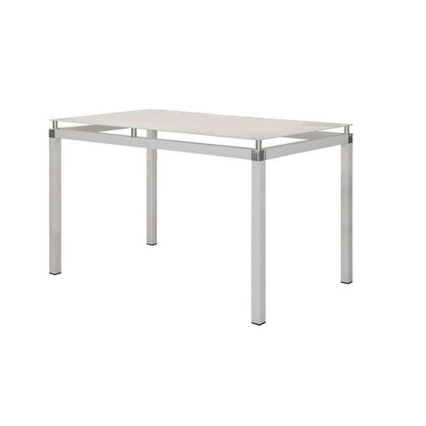 Mesa Jantar Malva Tampo Vidro 140cm Branco